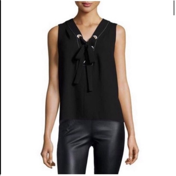BCBGMaxAzria Marcia Sleeveless Lace Up Crepe Top - Picture 1 of 7